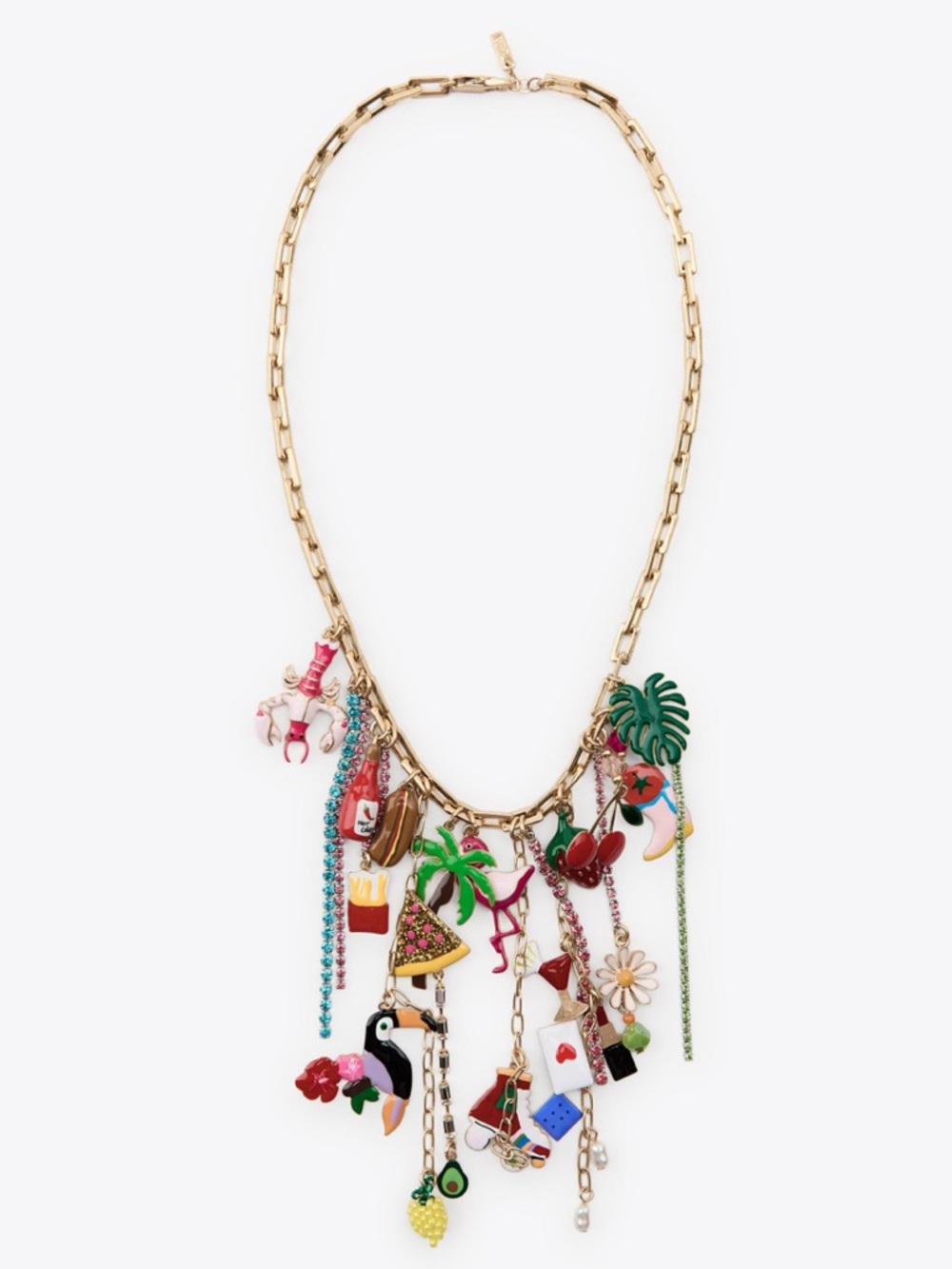 Zara charm link necklace, tropical vacation themed, festival - Picture 2 of 15